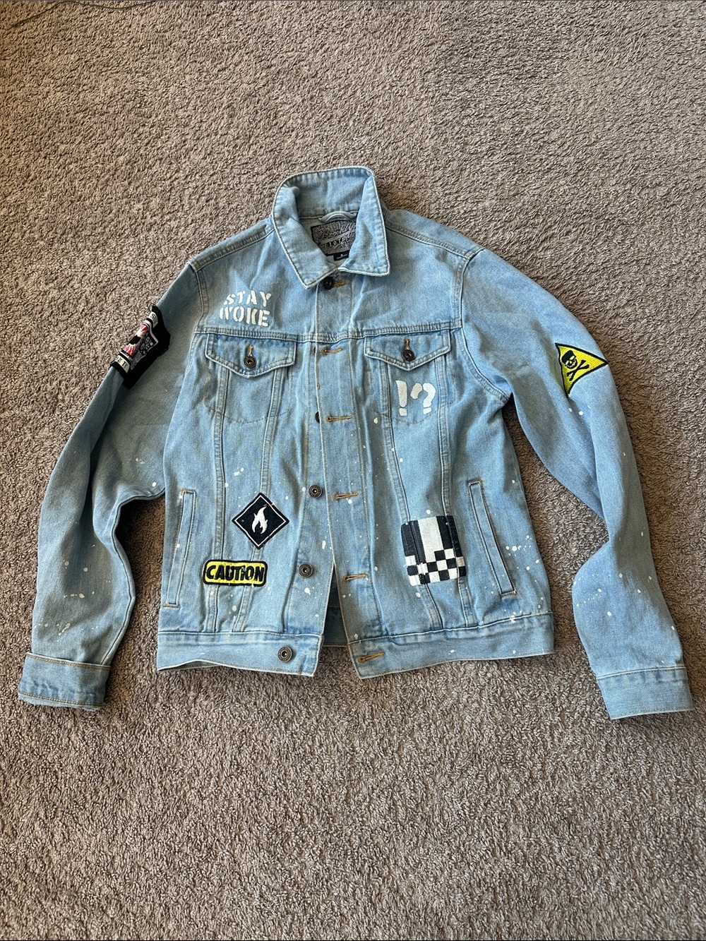 Sincerely Jules Light Blue Patchwork Denim Jacket with Graphic Patches